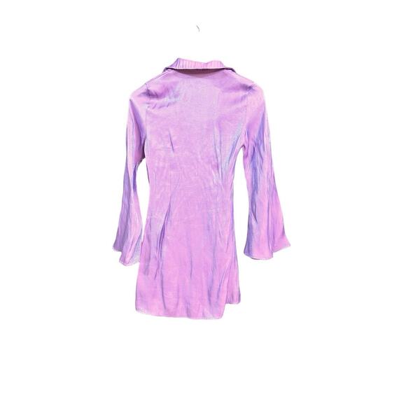 Cider Purple Metallic Long Sleeve Button Up Collared Fairy Boho Tunic Sz Small - Picture 2 of 9